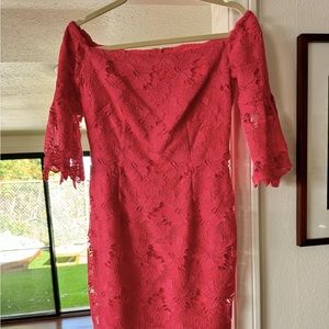 Vince Camuto Red Off Shoulder Lace Dress Size 4